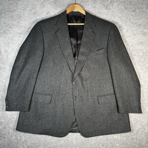 VTG Cricketeer Herringbone Tweed Blazer Men's 50R Wool Lambswool Gray Sport Coat
